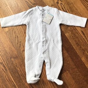 NWT Pale blue herringbone pattern footie pajamas